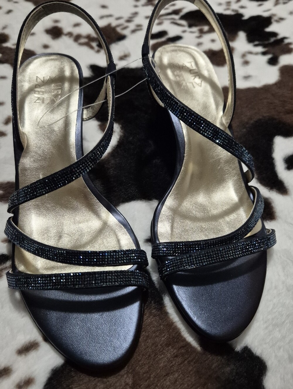 Naturalizer Navy Vanessa 2 Strappy Rhinestone Slingback Sandals-Size:11